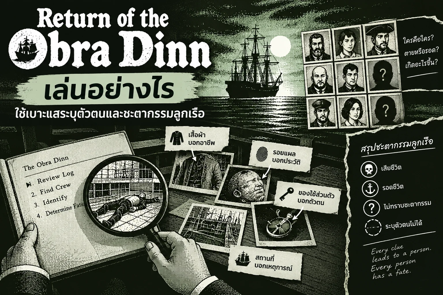 Return of the Obra Dinn เล่นอย่างไร ใช้เบาะแสระบุตัวตนและชะตากรรมลูกเรือ