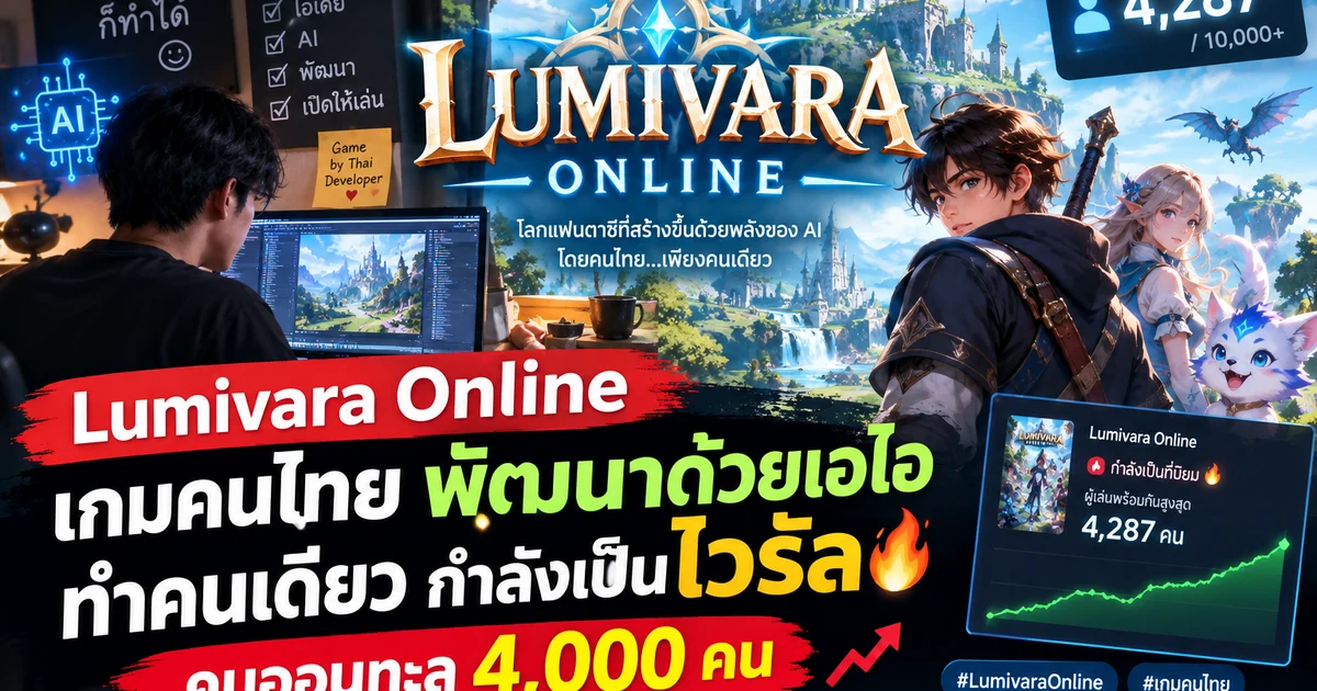 Lumivara Online เกมคนไทย พัฒนาด้วยเอไอ ทำคนเดียว กำลังเป็นไวรัล คนออนทะลุ 4,000 คน