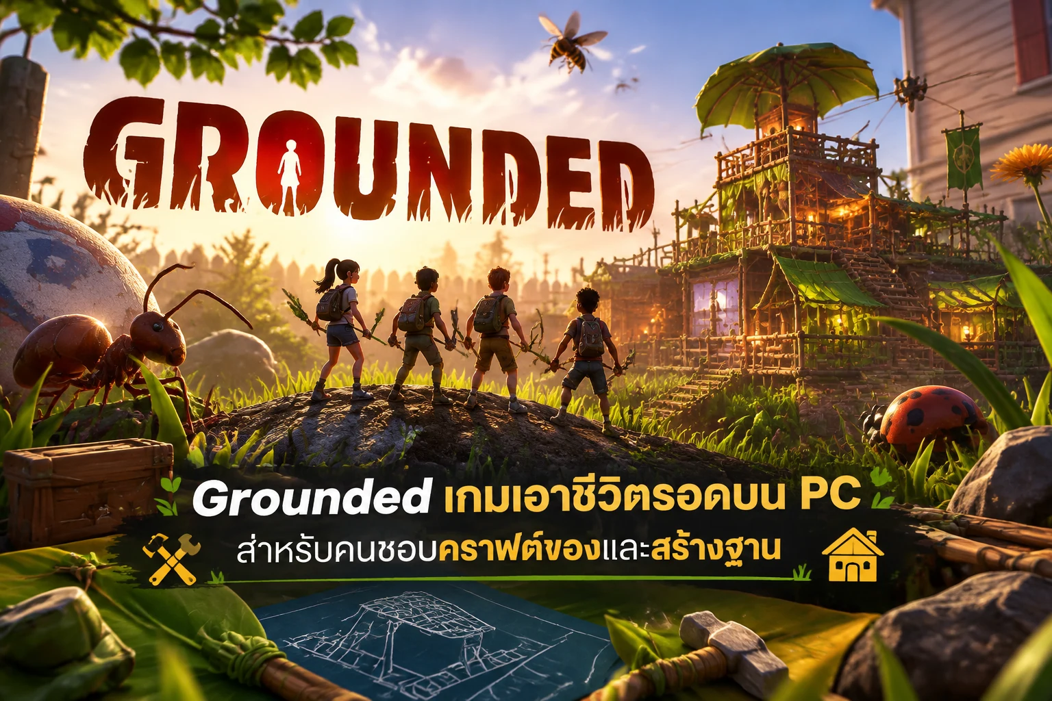 Grounded เกมเอาชีวิตรอดบน PC สำหรับคนชอบคราฟต์ของและสร้างฐาน